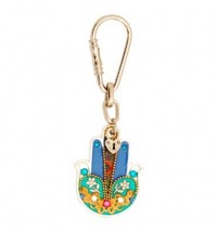 Colorful Hamsa Hand Key Chain with flowers